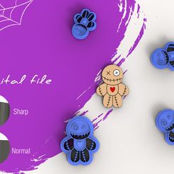 1.jpg STL file Voodoo Doll Halloween Polymer Clay Cutter | Digital STL File | 5 Sizes | 2 Cutter Versions・3D printable model to download