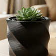 21.png TwistedPoly STL, Textured Cache Pot for Indoor Plants & Succulents, Minimalist Desk Decor