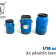 Slika.png 1:18 Blue Plastic Barrels ( Drum) 55 Gallon Part For Diorama