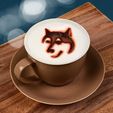 Tasse-Husky.jpg STL file Stencil for latte or cappuccino, motif: Husky - Portrait・3D printing template to download