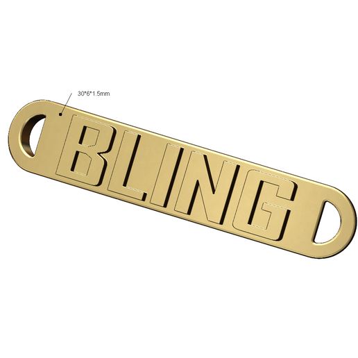 Bling rounded plate tag 3D print model 3D model