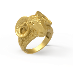 001.png STL file sheep head ring・3D printer model to download