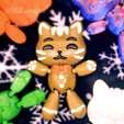 3dLasagna_gingerbread_cat_01.png Print In Place Articulated Gingerbread Cat Ornament