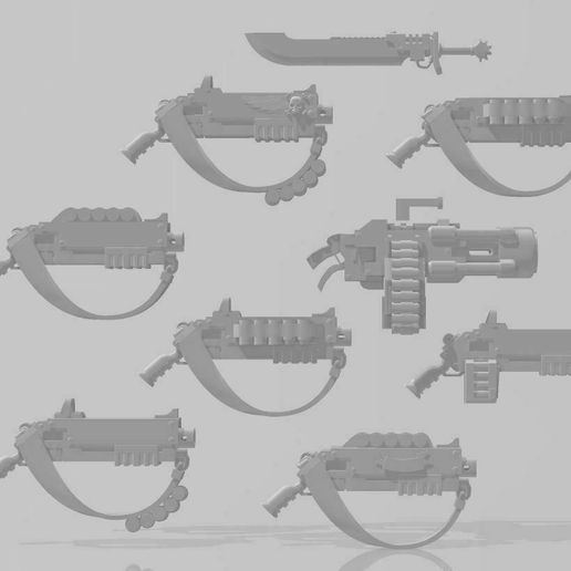 Grimdark Alien Hunter Weapons 3D model