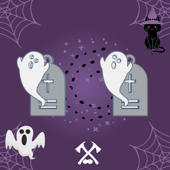 Aros-TumbaFantasma.png STL file Earrings/Halloween Earrings- Grave with Ghost・3D printer model to download