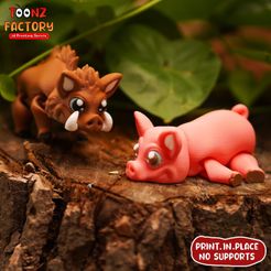 A.jpeg STL file CUTE FLEXI PIG AND BOAR ARTICULATED・Template to download and 3D print
