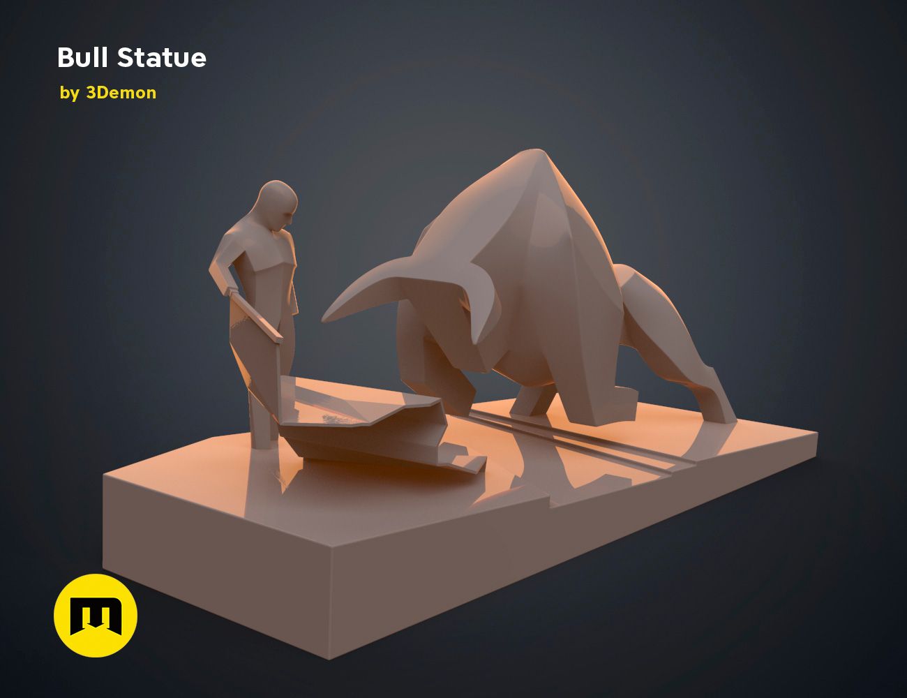 Dune_bull_statue_bullfighter-scene-Side.807.jpg 3D file Dune Bull Statue・3D printing idea to download, 3D-mon