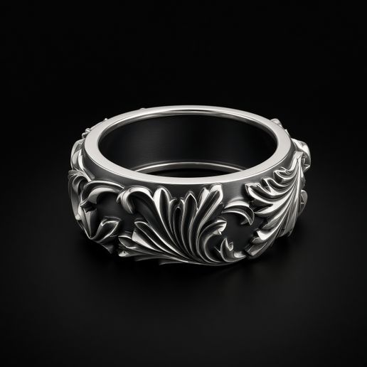 Baroque Acanthus Relief Ring – Ornamental Jewelry 3D Print Model