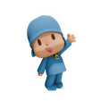 waving-pocoyo-4.png 用于 3D 打印的欢快的 Pocoyo 角色模型 - Pocoyo 电影卡通宇宙中的标志性动画明星
