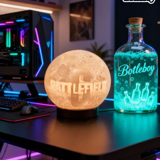 Product-Listing-Them-1.jpeg 🎮 Battlefield 6 & Call of Duty Lithophane Globe Set | STL Files | Separate Base + Globe | Fits 001 Puck Light | Commercial Licence