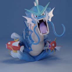 gyarados-cliente.jpg STL file Pokemon - Gyarados and Magikarps figure・3D print design to download