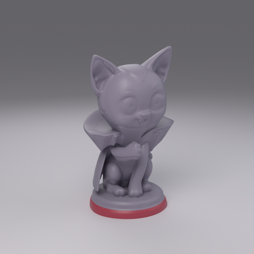 Count Kitty - Chibi Vampire Kitten Figurine with High-Collar Cape and Tiny Fangs - Cute Spooky Halloween Figure - No Supports