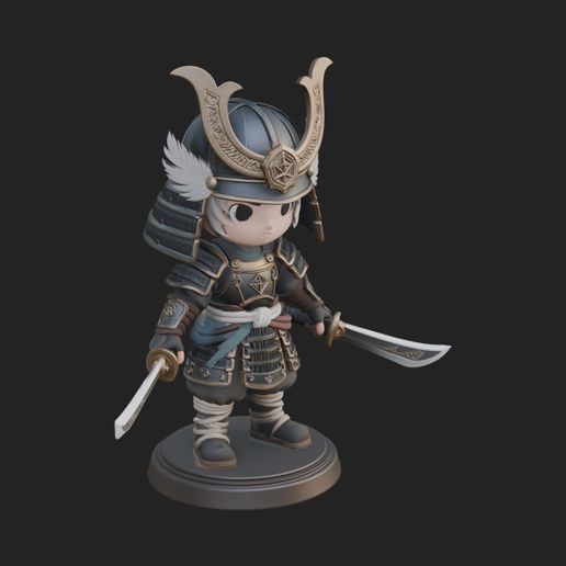 Chibi Samurai Warrior Statue Design 6 - 3D Print Model