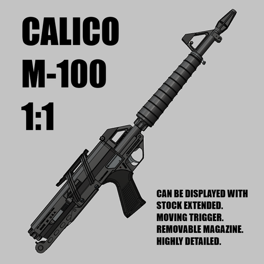 🔫 Calico M100 Semi-Automatic Rifle 1:1・ 3D File for 3D printing