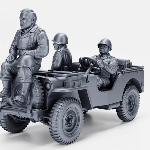 US Airborne Glider Jeep + Soldiers (US, WW2)