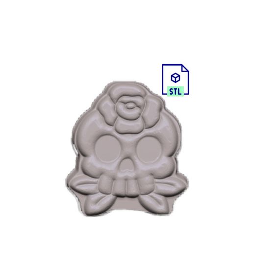Kawaii Skull With Rose STL FILE FOR 3D PRINTING - LASER CNC ROUTER - 3D PRINTABLE MODEL STL MODEL STL DOWNLOAD BATH BOMB/SOAP