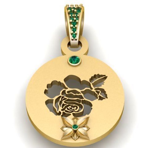 Elegant Floral Rose Pendant  Luxury 3D Printable Jewelry Model
