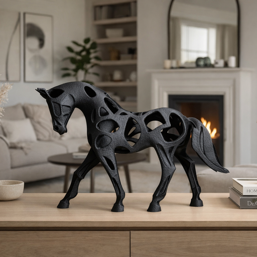 Modern Abstract Hollow Horse Sculpture – Elegant Home Decor STL – 3D Printable Art Figurine