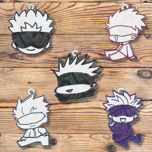 🔑 Key rings Satoru Gojo - Jujutsu Kaisen - Pack 4・ STL File for ・Cults