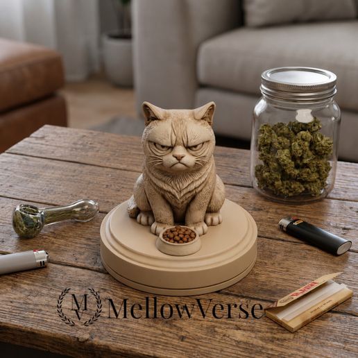 Grumpy Cat Herb Grinder-2-Part Magnetic - MellowVerse