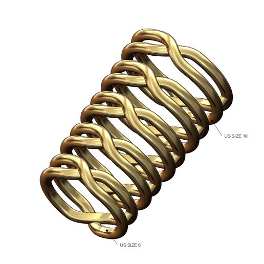 Double-Overlapping-knot-band-size6to10-00.jpg Anel de elos com nó sobreposto e torcido duplo tamanhos 6 a 10 Modelo de impressão 3D