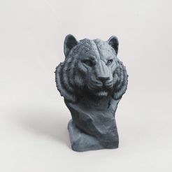 Tiger-Bust-3d-printed.jpg STL file Tiger Bust sculpture・3D printing template to download