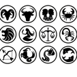 12-Signos-3.png Twelve round zodiac sign key rings