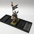 Base-printed-with-Mini.jpg 5x1 Extended Regiment Cavalry Base to use your 25x50mm based cavalry minis for the Older World new 30x60mm base size