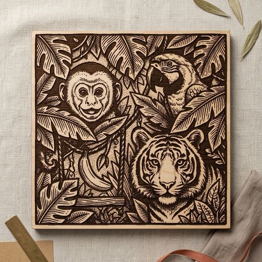 Jungle Peekaboo Friends SVG, Busy Nursery Animal Scene Laser Cut File, Safari Wall Art, Digital Download