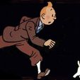 Tintin-Milou-court-V1-1.jpg Tintin and Snowy run into the light of a spotlight