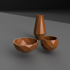 lowPolySet.png Low poly set (Vase, planter, bowl)