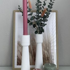 Vase_Kerzenhalter_lang.jpg STL file Vase / Candle Holder 2in1 Rippeld modern 2023 Design (Ripples many straight)・3D printable model to download