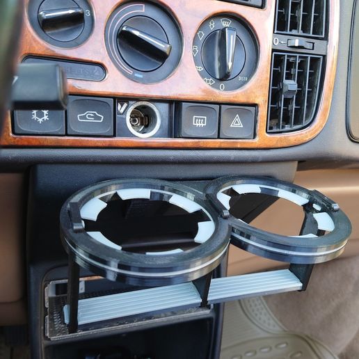 Saab 900 Double Cup Holder with Flaps for Larger Water Bottles Etc.