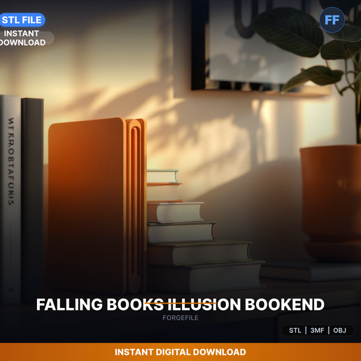 Hidden Bookend Creates Falling Books Illusion, Invisible - 3D Printable STL File