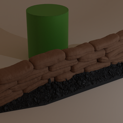 ovw1.png STL file wall of sandbags on dirt 2・Template to download and 3D print