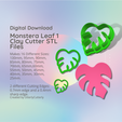 Cover-7.png Monstera Leaf 1 Clay Cutter - Jungle STL Digital File Download- 16 sizes and 2 Earring Cutter Versions, cookie cutter