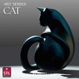 CatWoman-2.jpeg Modern Geometric Cat STL – Minimalist One-Piece Sculpture for 3D Print