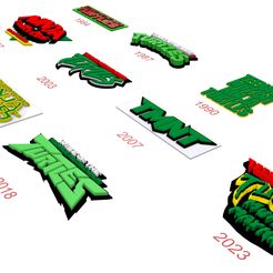 1all.jpg Fichier 3D TMNT tous les logos 1984 à 2023 Modèles rendus et imprimables・Objet pour impression 3D à télécharger