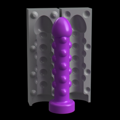 Langer Perlen-Dildo (36mm Schaft, 48mm maximale Breite) und zweiteilige  FormKostenlos STL Datei fr Cults