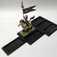 Base-printed-with-Mini.jpg Extended 3 row Lance Formation Cavalry Regiment Base to use your 25x50mm based cavalry minis for the Older World new 30x60mm base size