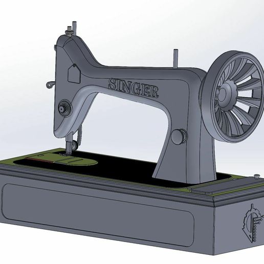 s4.jpg Vintage Sewing Machine – Decorative 3D Printable Model Inspired by Singer (Scalable, STL)