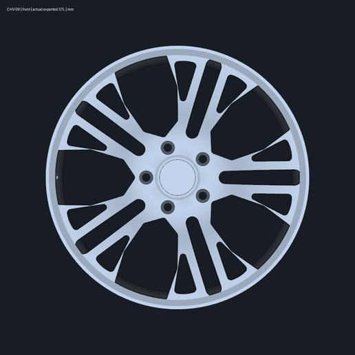 Chevrolet C7 Z06 branching multispoke inspired decorative wheel — STEP and STL