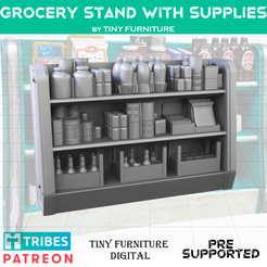 rocery_art.png STL file Grocery stand with supplies・3D printable model to download