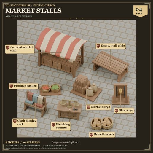 Medieval Terrain pack04 - Market Stalls