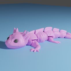 Axolotl-Render-Front.jpg STL file Baby axolotl flexi articulated (Print in place) No supports・3D printable model to download