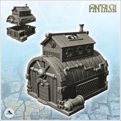 1-PREM.jpg STL file Steampunk building with exterior pipes and rounded roof (2) - Future Sci-Fi SF Post apocalyptic Tabletop Scifi Wargaming Planetary exploration RPG Terrain・3D print design to download