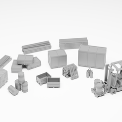 showcae_1_edit_2.png 3D file Transport pack - Forklift with cargo H0 scale・3D printing design to download