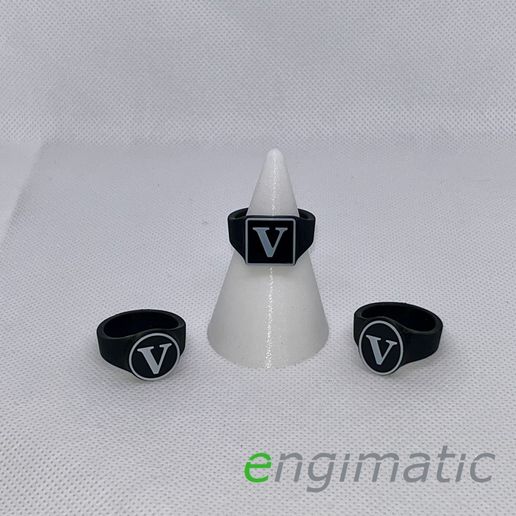 💍 Signet Ring Letter V・ 3D File for ・Cults