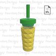 Untitled-3.jpg 3D file Starbucks Inspired Pineapple Tumbler Keychain with Removable Screw Top Pill Box・Model to download and 3D print