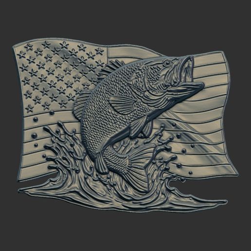 fish-us-flag-cnc-model-17.jpg American Bass Fishing cnc model